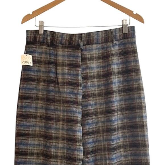 Free People Womens Sz 12 Black Blue High Waist Wide Leg Plaid Jules Pants NWT - Picture 7 of 11